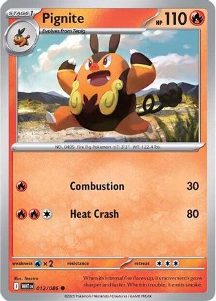 Pignite (12) Reverse Holofoil [SV: White Flare] Pokemon Single Pokémon