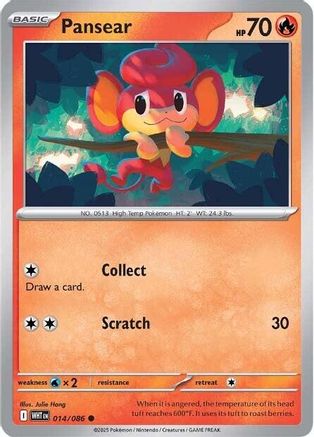 Pansear (14) Reverse Holofoil [SV: White Flare] Pokemon Single Pokémon