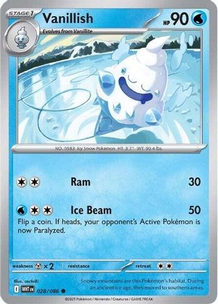Vanillish (28) Reverse Holofoil [SV: White Flare] Pokemon Single Pokémon