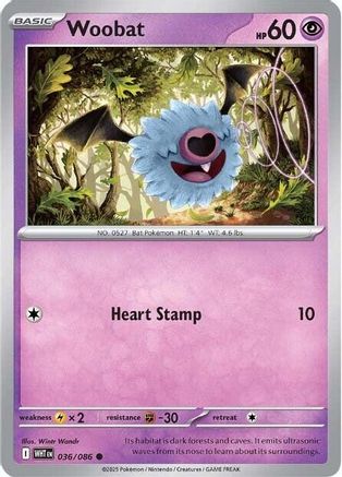 Woobat (36) Reverse Holofoil [SV: White Flare] Pokemon Single Pokémon