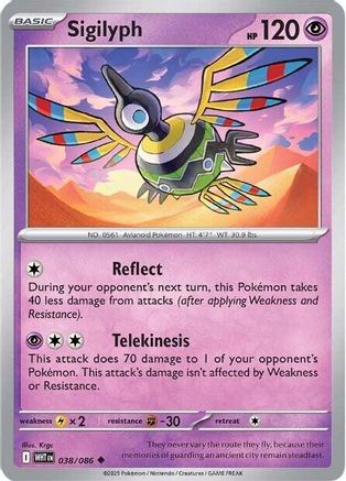 Sigilyph 038/086 Reverse Holofoil [SV: White Flare] Pokemon Single Pokémon