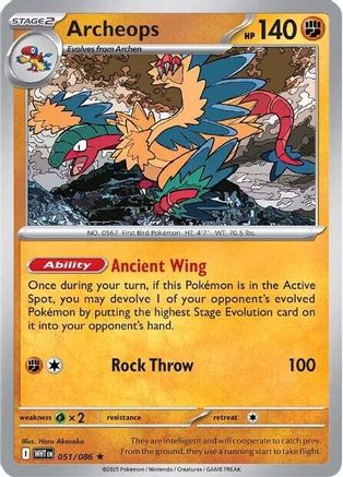 Archeops (51) Reverse Holofoil [SV: White Flare] Pokemon Single Pokémon