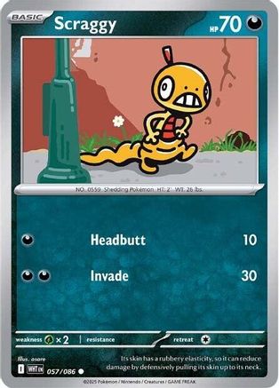 Scraggy (57) Reverse Holofoil [SV: White Flare] Pokemon Single Pokémon