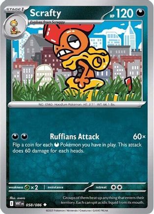 Scrafty (58) - [SV: White Flare] Reverse Holofoil Pokemon Single Pokémon