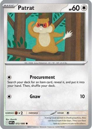 Patrat (72) Reverse Holofoil [SV: White Flare] Pokemon Single Pokémon