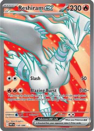 Reshiram ex - 158/086 (158) - [SV: White Flare] Holofoil Pokemon Single Pokémon