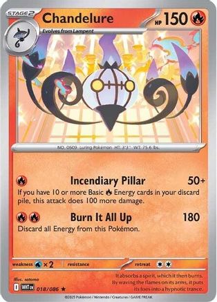 Chandelure (18) Reverse Holofoil [SV: White Flare] Pokemon Single Pokémon