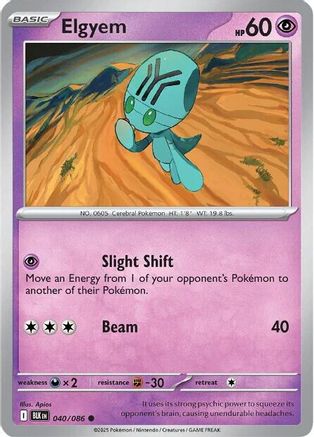 Elgyem (40) Reverse Holofoil [SV: Black Bolt] Pokemon Single Pokémon