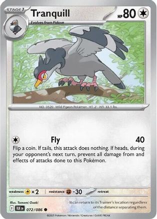 Tranquill (72) Reverse Holofoil [SV: Black Bolt] Pokemon Single Pokémon