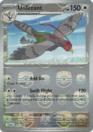 Unfezant (Master Ball Pattern) (73) Holofoil [SV: Black Bolt] Pokemon Single Pokémon