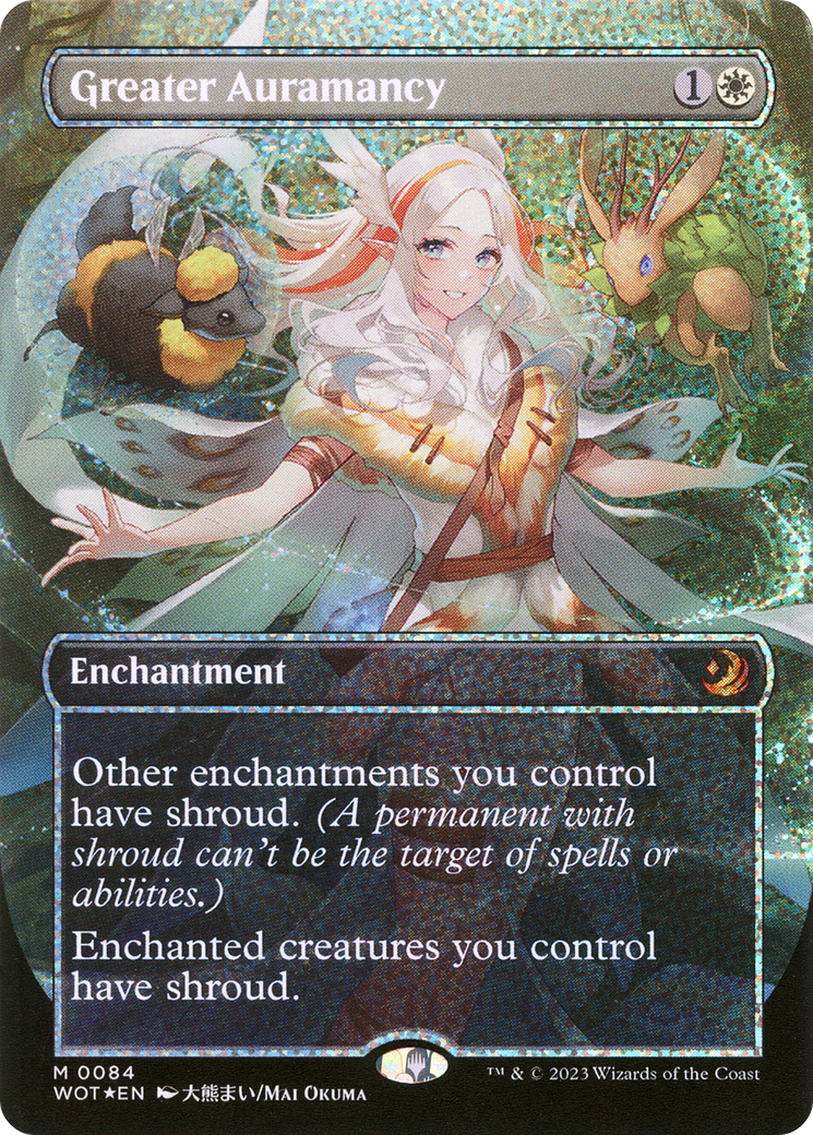 Greater Auramancy (Anime Borderless) (Confetti Foil) (WOT-084) [Wilds of Eldraine: Enchanting Tales] (Borderless) Foil MTG Single Wizards of the Coast