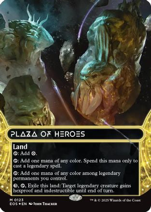 Plaza of Heroes (0123) (Borderless) (Galaxy Foil) (EOS-123) [Edge of Eternities: Stellar Sights] Foil MTG Single Wizards of the Coast