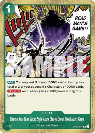 Demon Aura Nine Sword Style Asura Blades Drawn Dead Man's Game (OP12-037) [Legacy of the Master] Foil One Piece Single Bandai