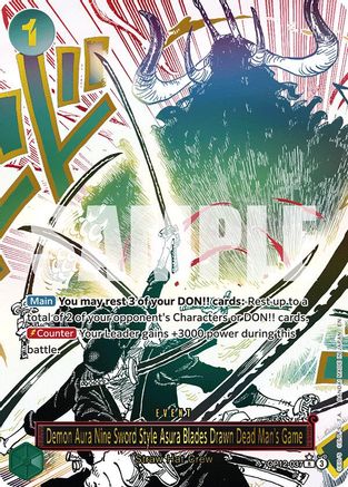 Demon Aura Nine Sword Style Asura Blades Drawn Dead Man's Game (Alternate Art) (OP12-037) [Legacy of the Master] Foil One Piece Single Bandai