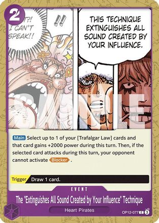 The "Extinguishes All Sound Created by Your Influence" Technique (OP12-077) [Legacy of the Master] One Piece Single Bandai