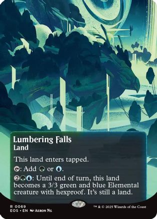 Lumbering Falls (0069) (Borderless) (EOS-069) [Edge of Eternities: Stellar Sights] Foil MTG Single Wizards of the Coast