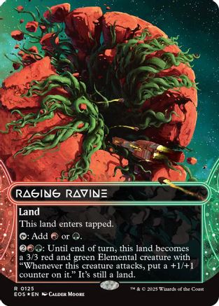 Raging Ravine (0125) (Borderless) (Galaxy Foil) (EOS-125) [Edge of Eternities: Stellar Sights] Foil MTG Single Wizards of the Coast
