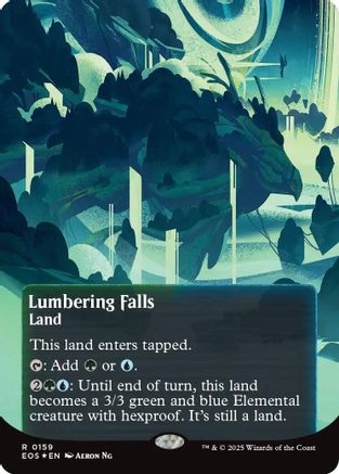 Lumbering Falls (0159) (Borderless) (Galaxy Foil) (EOS-159) [Edge of Eternities: Stellar Sights] Foil MTG Single Wizards of the Coast