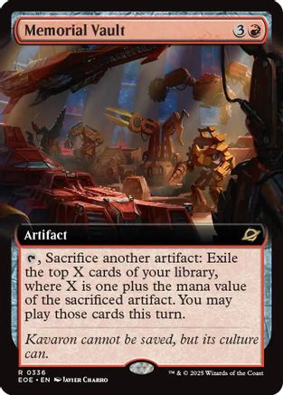 Memorial Vault (Extended Art) (EOE-336) [Edge of Eternities] Foil MTG Single Wizards of the Coast