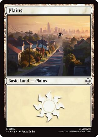 Plains (0194) (SPM-194) [Marvel's Spider-Man] Foil MTG Single Wizards of the Coast