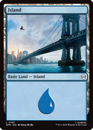 Island (0195) (SPM-195) [Marvel's Spider-Man] Foil MTG Single Wizards of the Coast