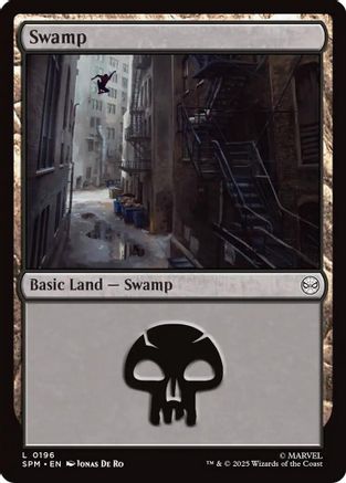 Swamp (0196) (SPM-196) [Marvel's Spider-Man] Foil MTG Single Wizards of the Coast