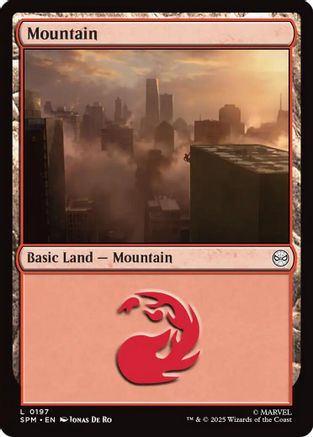 Mountain (0197) (SPM-197) [Marvel's Spider-Man] Foil MTG Single Wizards of the Coast
