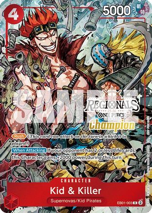 Kid & Killer (Offline Regional Champion Card Set 2025 Vol.2) (EB01-003) [One Piece Promotion Cards] Foil One Piece Single Bandai