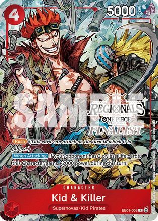 Kid & Killer (Offline Regional Finalist Card Set 2025 Vol.2) (EB01-003) [One Piece Promotion Cards] Foil One Piece Single Bandai