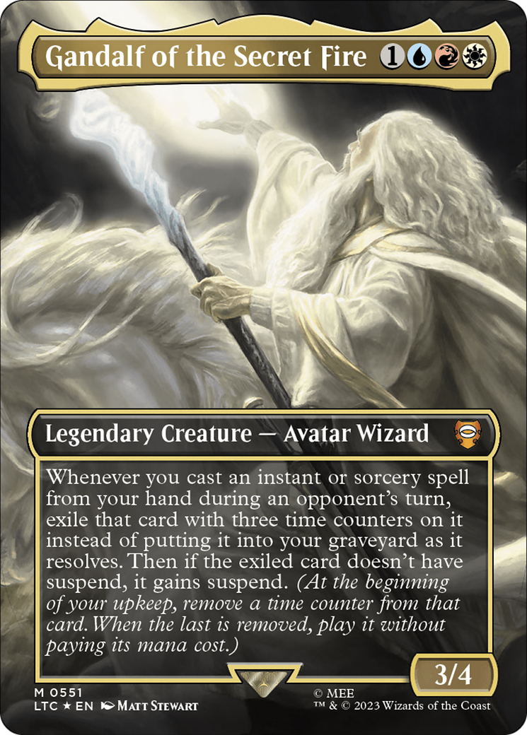 Gandalf of the Secret Fire (LTC-551) [Tales of Middle-earth Commander] (Borderless) Foil MTG Single Wizards of the Coast