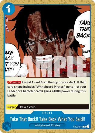 Take That Back!! Take Back What You Said!! (ST22-016) [Starter Deck 22: Ace & Newgate] One Piece Single Bandai