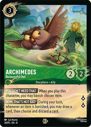 Archimedes - Resourceful Owl (34/P2) [Disney Lorcana Promo Cards] Holofoil Lorcana Single Disney