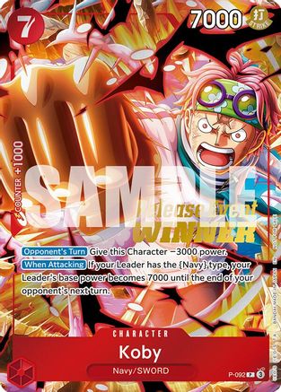 Koby (OP12 Release Event Winner) (P-092) [One Piece Promotion Cards] Foil One Piece Single Bandai