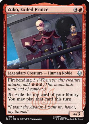 Zuko, Exiled Prince (TLA-163) [Avatar: The Last Airbender] Foil MTG Single Wizards of the Coast