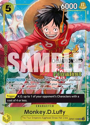 Monkey.D.Luffy (CS 25-26 Finalist Card Set 1) (OP07-109) [One Piece Promotion Cards] Foil One Piece Single Bandai