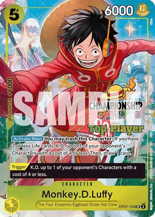 Monkey.D.Luffy (CS 25-26 Top Player Pack) (OP07-109) [One Piece Promotion Cards] Foil One Piece Single Bandai