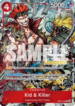 Kid & Killer (Online Regional Champion Card Set 2025 Vol.2) (EB01-003) [One Piece Promotion Cards] Foil One Piece Single Bandai