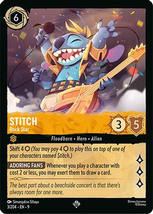 Stitch - Rock Star (3/204) [Fabled] Cold Foil Lorcana Single Disney