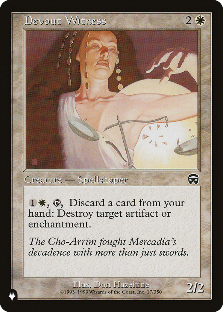 Devout Witness (LIST-MMQ-17) [Mystery Booster] The List MTG Single Wizards of the Coast