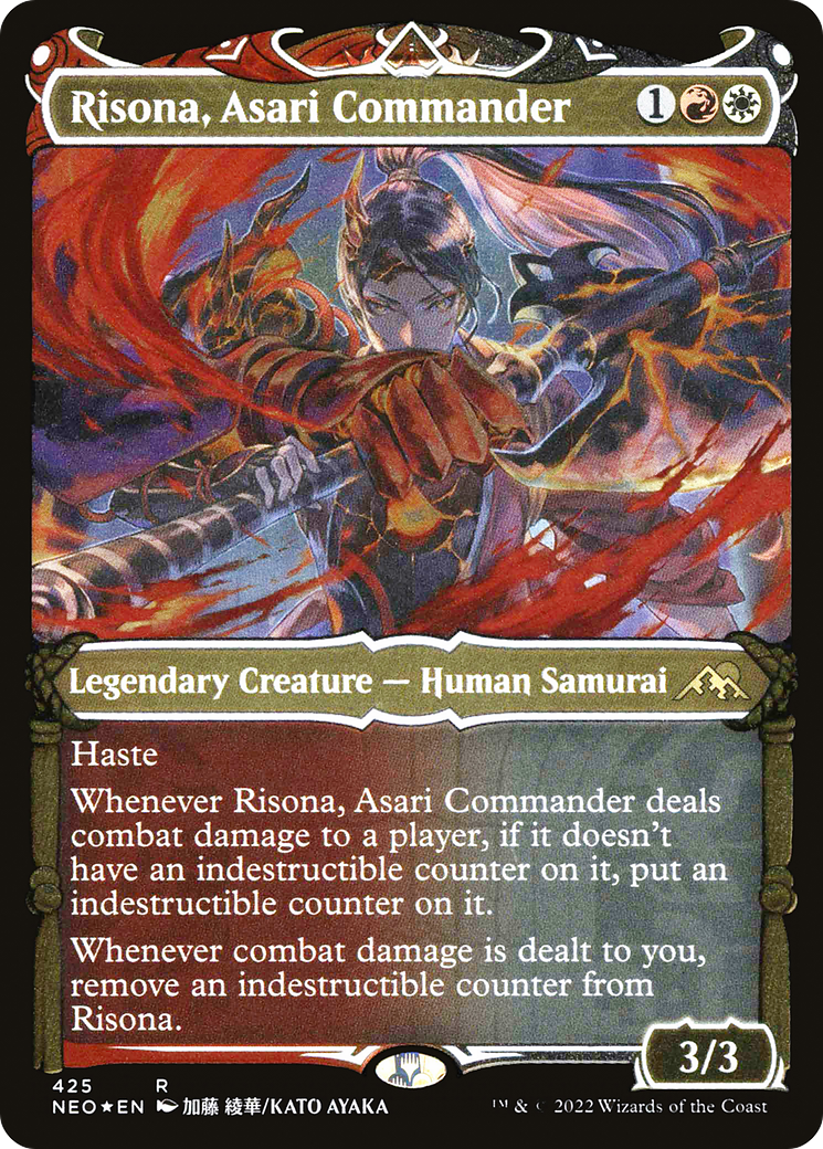 Risona, Asari Commander (NEO-425) [Kamigawa: Neon Dynasty] (Showcase) Etched Foil MTG Single Wizards of the Coast