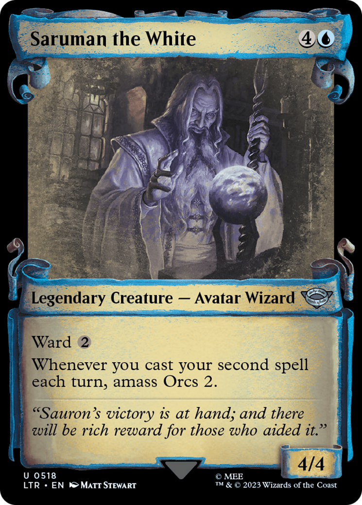 Saruman the White (Showcase Scrolls) (LTR-518) [The Lord of the Rings: Tales of Middle-earth] (Showcase) MTG Single Wizards of the Coast