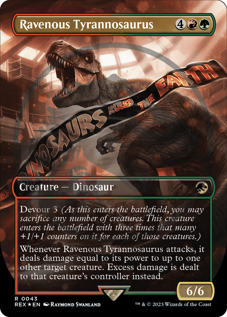 Ravenous Tyrannosaurus (Emblem) (REX-043) [Jurassic World Collection] (Borderless) Foil MTG Single Wizards of the Coast