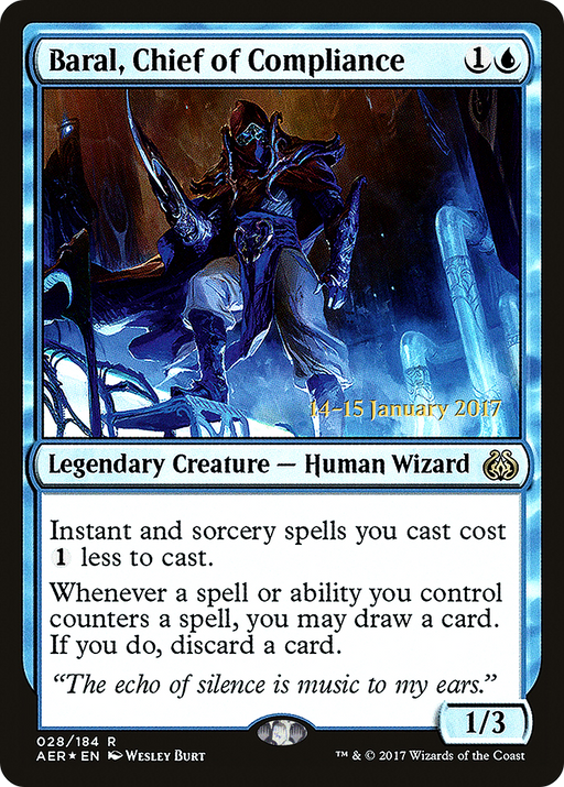 Baral, Chief of Compliance (PRE-028) [Aether Revolt Promos] Foil MTG Single Wizards of the Coast
