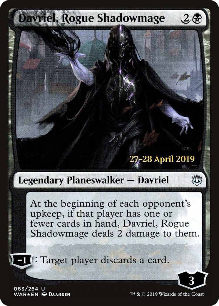 Davriel, Rogue Shadowmage (PRE-083) [War of the Spark Promos] Foil MTG Single Wizards of the Coast