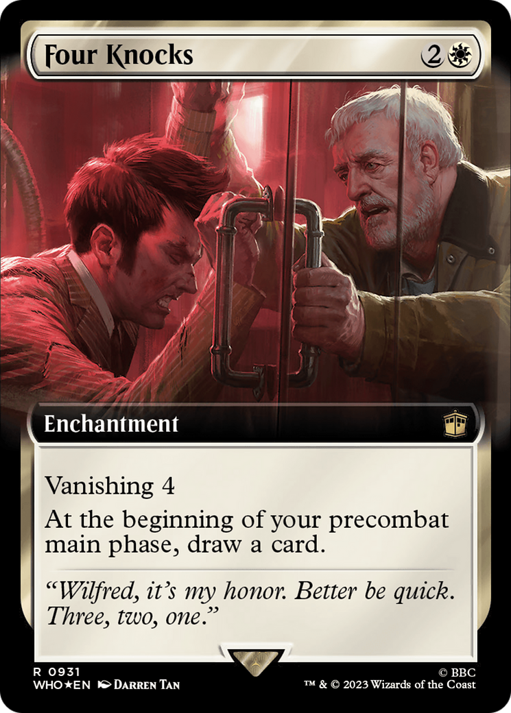 Four Knocks (Surge Foil) (WHO-931) [Doctor Who] (Extended Art) Foil MTG Single Wizards of the Coast