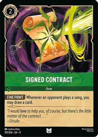 Signed Contract (101/204) [Fabled] Cold Foil Lorcana Single Disney