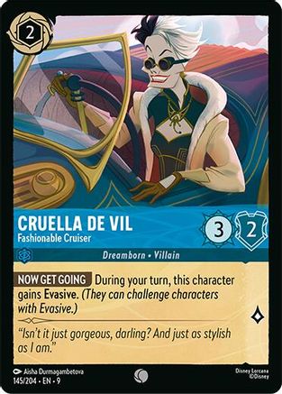 Cruella De Vil - Fashionable Cruiser (145/204) [Fabled] Cold Foil Lorcana Single Disney