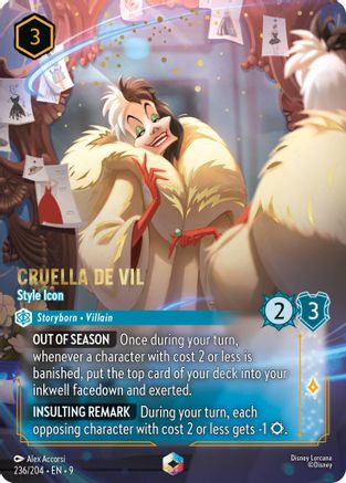 Cruella De Vil - Style Icon (Enchanted) (236/204) [Fabled] Holofoil Lorcana Single Disney