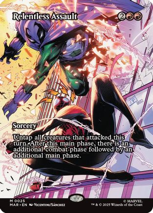 Relentless Assault (Borderless) (MAR-025) [Marvel Eternal-Legal] Foil MTG Single Wizards of the Coast
