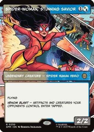 Spider-Woman, Stunning Savior (Borderless) (SPM-230) [Marvel's Spider-Man] Foil MTG Single Wizards of the Coast